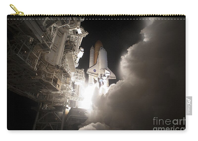 Nasa Zip Pouch featuring the photograph Space Shuttle Discovery Lifts Off by NASA/Tony Gray & Tom Farrar