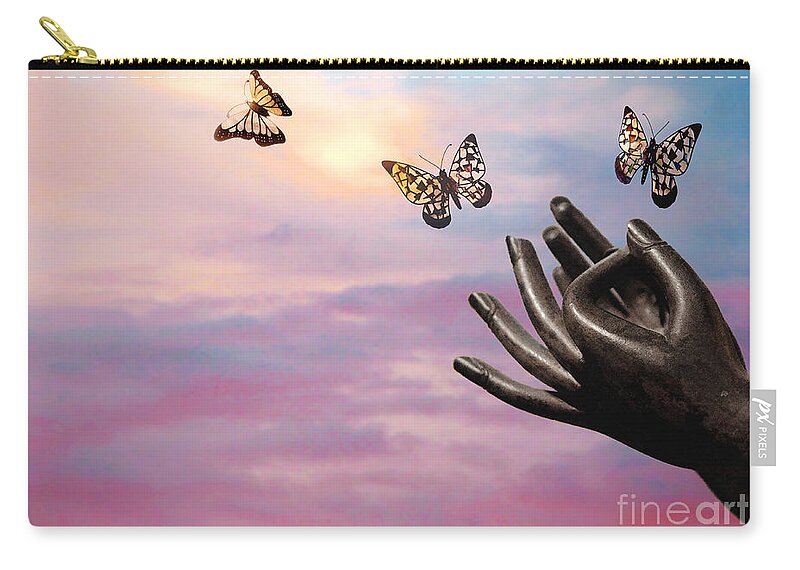 Spread Your Wings Zip Pouch featuring the photograph Spread your wings and fly by Ellen Cotton