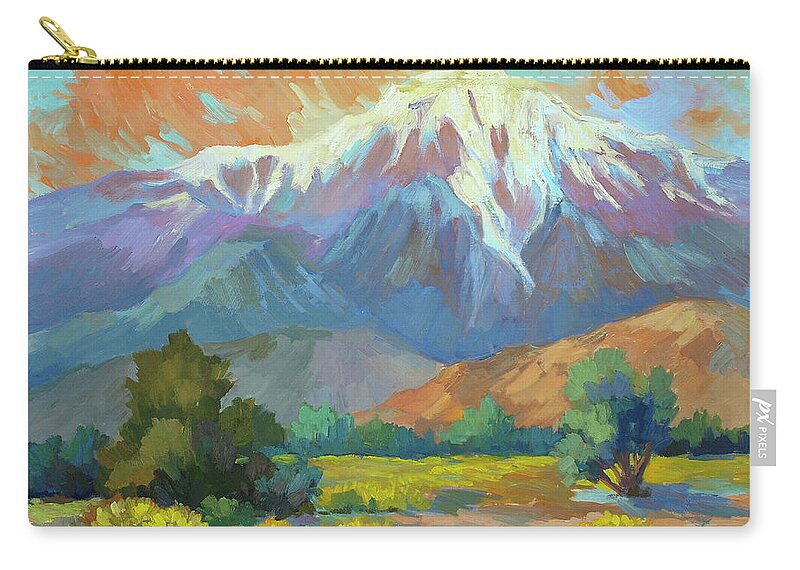 Spring At Whitewater Preserve Zip Pouch featuring the painting Spring At Whitewater Preserve by Diane McClary