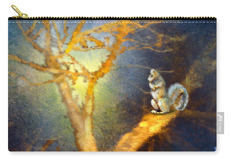 Animals Zip Pouch featuring the painting Squirrel in Austin by Miki De Goodaboom