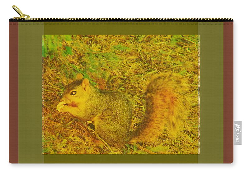 Abstract Zip Pouch featuring the photograph Squirrel under My Tree by Lenore Senior