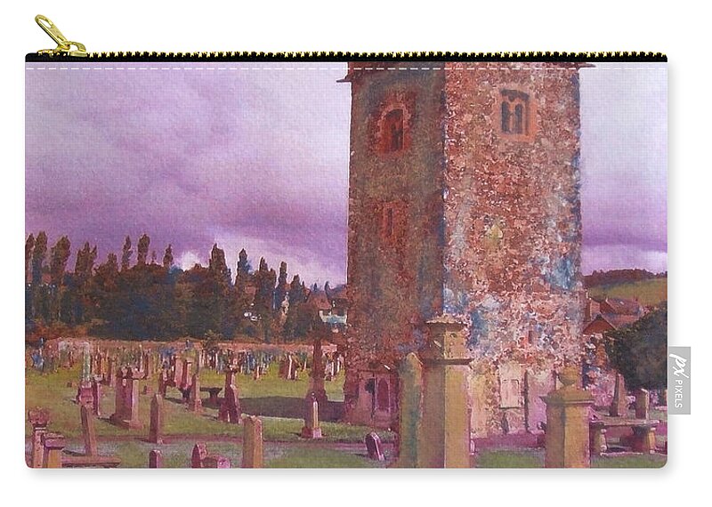 Church Tower Zip Pouch featuring the painting St Andrew's Tower Peebles by Richard James Digance