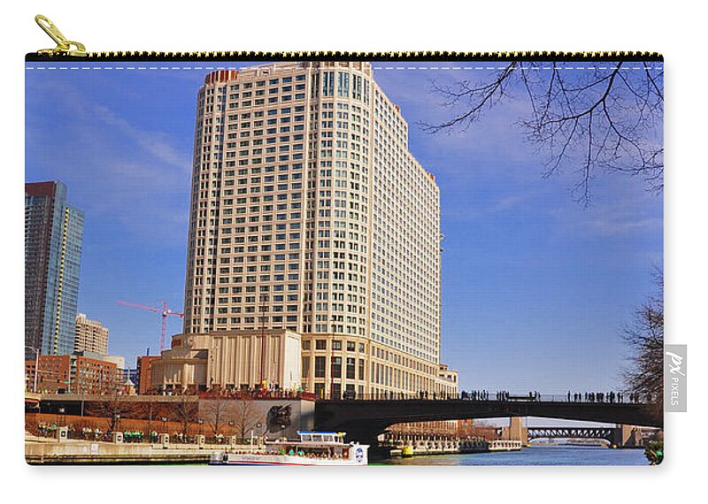 Chicago Zip Pouch featuring the photograph St Patrick's Day by Dejan Jovanovic