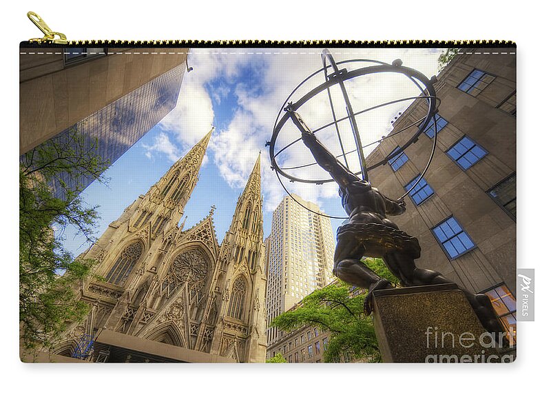 Art Carry-all Pouch featuring the photograph Statue And Spires by Yhun Suarez