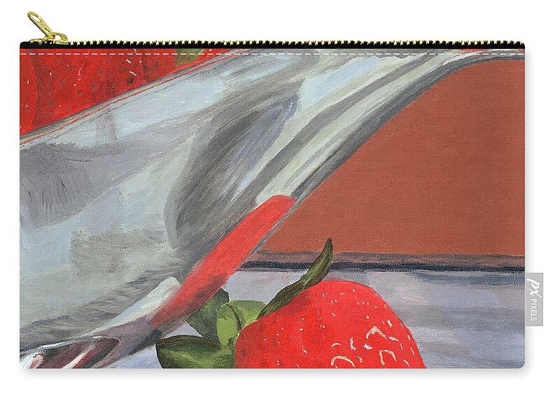 Strawberries Zip Pouch featuring the painting Strawberry Season by Lynne Reichhart