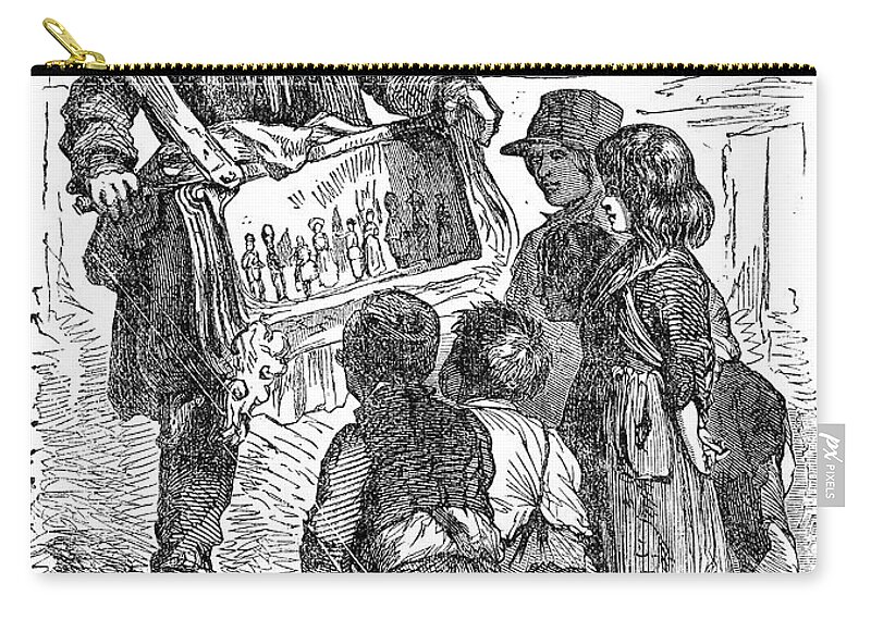 1850 Zip Pouch featuring the photograph Street Musician, 1850 by Granger