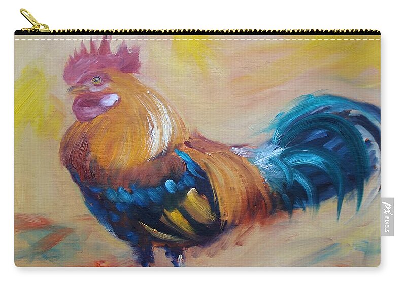 Rooster Zip Pouch featuring the painting Struttin' My Stuff by Donna Tuten