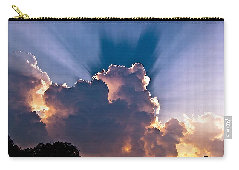 Sun Zip Pouch featuring the photograph Sun Rays and Clouds by Amber Flowers