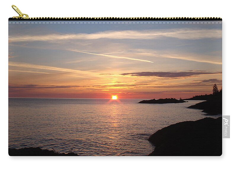 Lake Superior Zip Pouch featuring the photograph Sun Up on the UP by Bonfire Photography