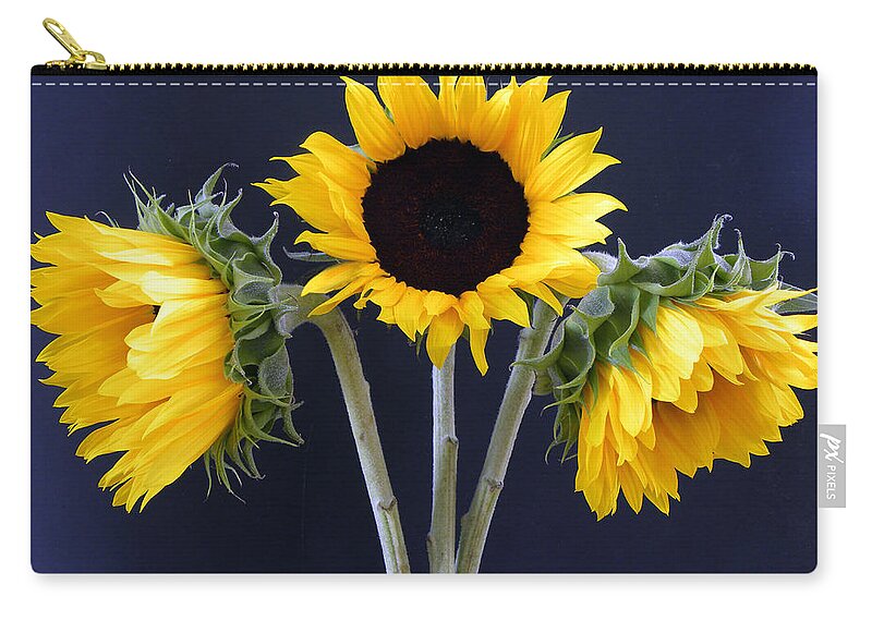 Sunflowers Zip Pouch featuring the photograph Sunflowers Three by Sandi OReilly