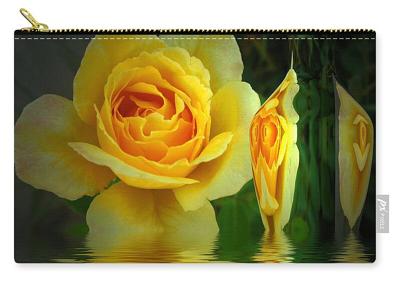 Rose Zip Pouch featuring the digital art Sunny Delight And Vase 2 by Joyce Dickens
