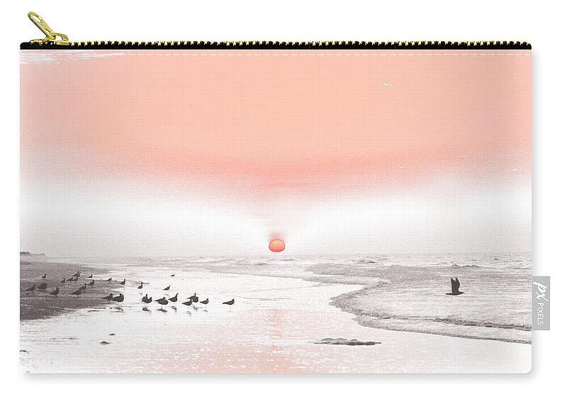 Contemplative Zip Pouch featuring the photograph Pastel Sunrise Beach by Tom Wurl