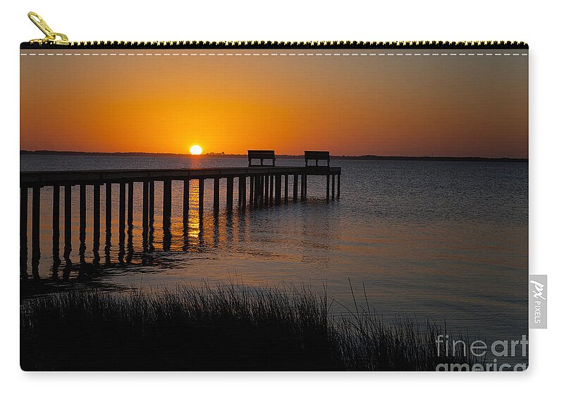 Outer Banks Zip Pouch featuring the photograph Sunset across Currituck Sound by Ronald Lutz