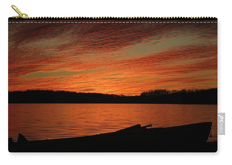 Sunset Zip Pouch featuring the photograph Sunset And Kayak by Daniel Reed