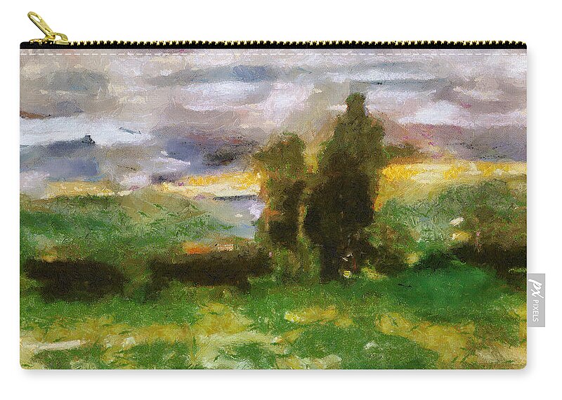 Sunset Zip Pouch featuring the painting Sunset on the Road - The Highway Series by Michelle Calkins