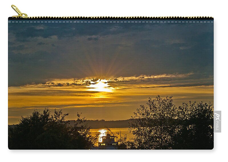 Sunset Zip Pouch featuring the photograph Sunset over Steilacoom Bay by Tikvah's Hope