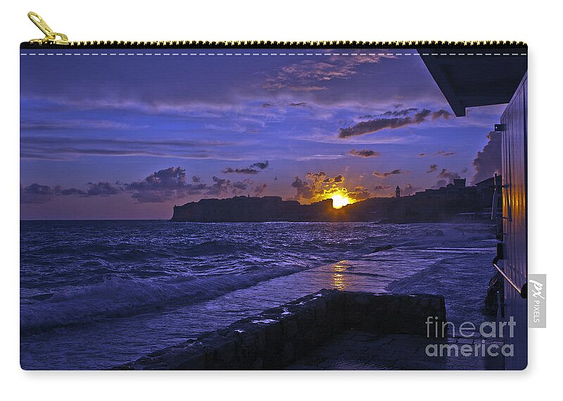 Dubrovnik Zip Pouch featuring the photograph Sunset Over The Adriatic by Madeline Ellis