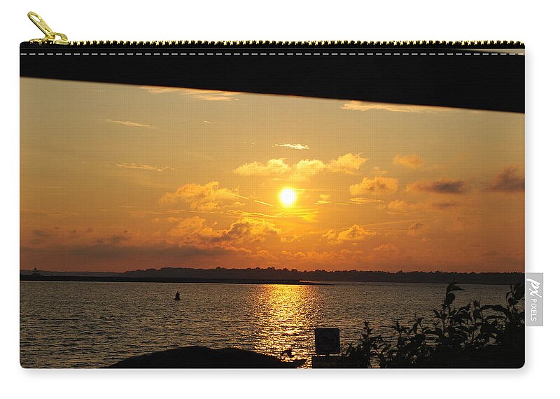  Zip Pouch featuring the photograph Sunset Through the Rails by Michael Frank Jr