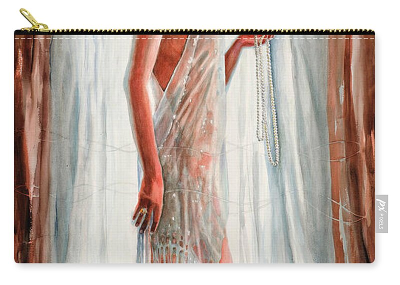Art Zip Pouch featuring the painting Survivor Self-Portrait by Carolyn Coffey Wallace