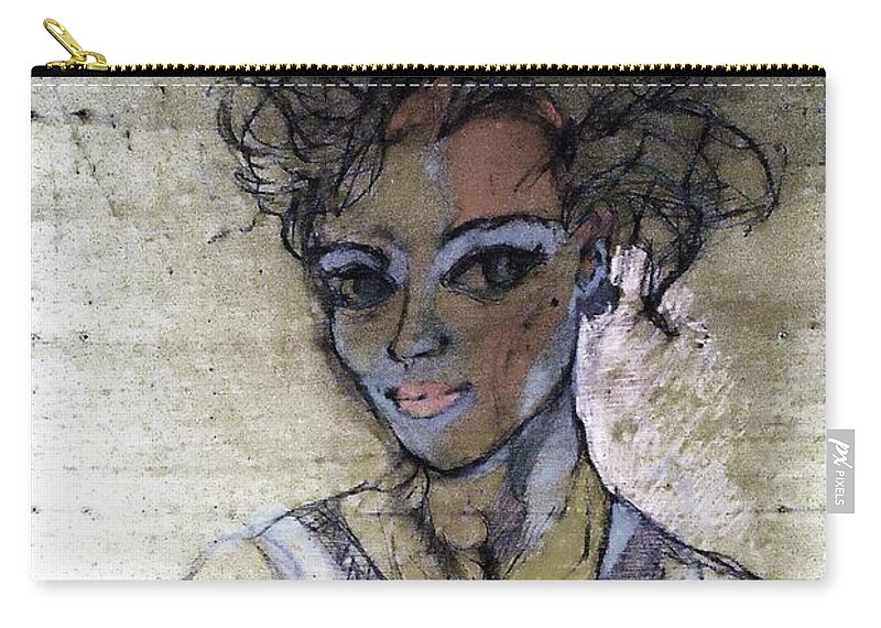 Taffy Zip Pouch featuring the drawing taffy Simone by Mykul Anjelo