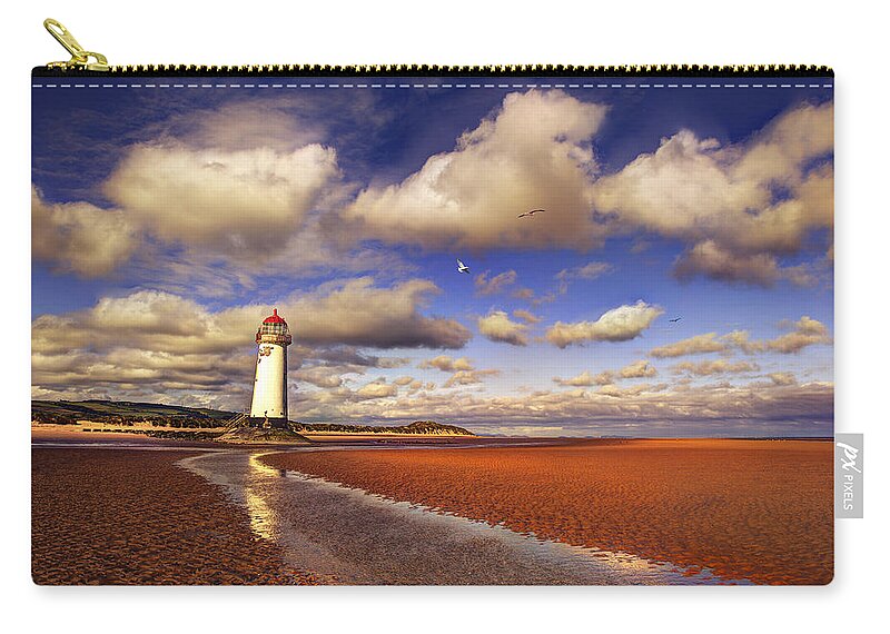 Lighthouse Zip Pouch featuring the photograph Talacre Lighthouse by Mal Bray