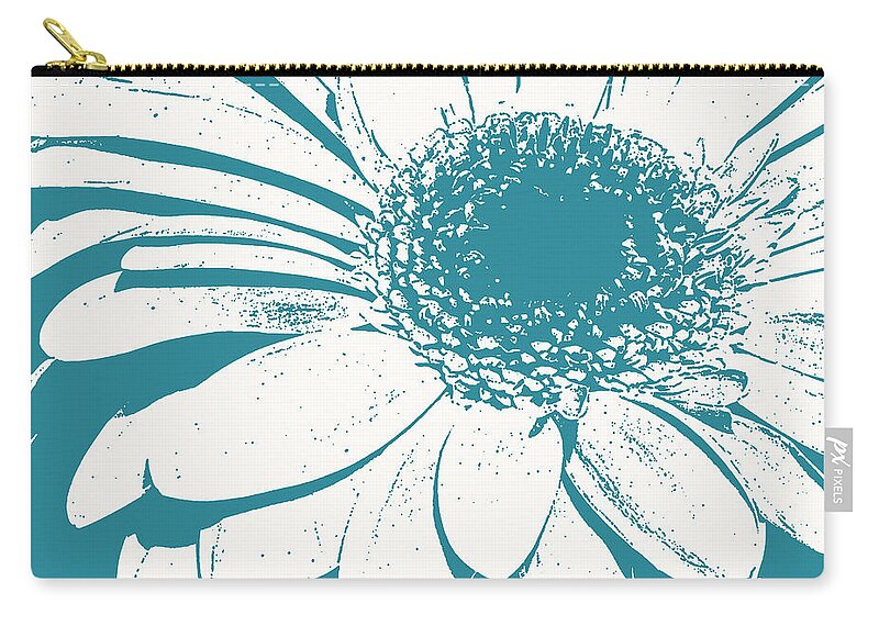 Flower Zip Pouch featuring the photograph Teal decorator Gerbera by Jim And Emily Bush