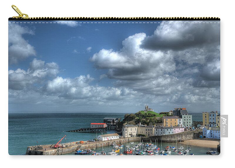 Tenby Harbour Zip Pouch featuring the photograph Tenby Harbour Pembrokeshire 3 by Steve Purnell