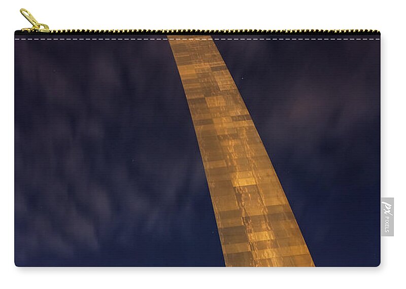 Abstract Zip Pouch featuring the photograph The Arch in St Louis at Night by Semmick Photo