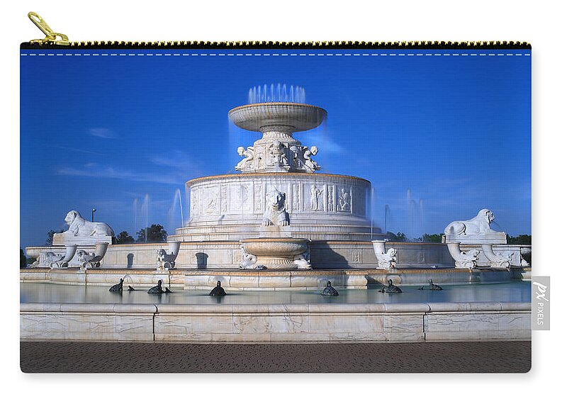 Belle Zip Pouch featuring the photograph The Belle Isle Scott Fountain by Gordon Dean II