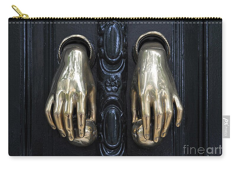 Door Zip Pouch featuring the photograph The Door Knockers of Seville by Mary Machare