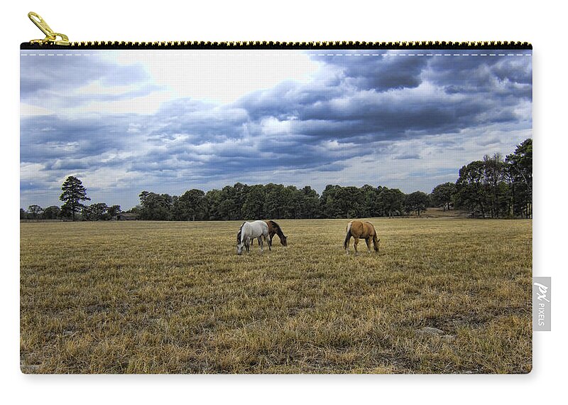 Horses Zip Pouch featuring the photograph The Horse Paddock by Douglas Barnard