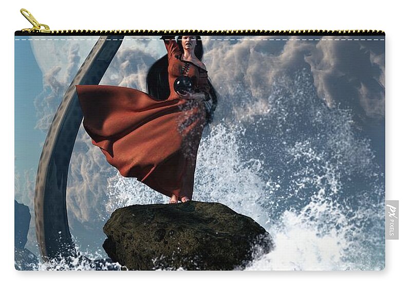 Witch Zip Pouch featuring the digital art The Sea Witch by Daniel Eskridge