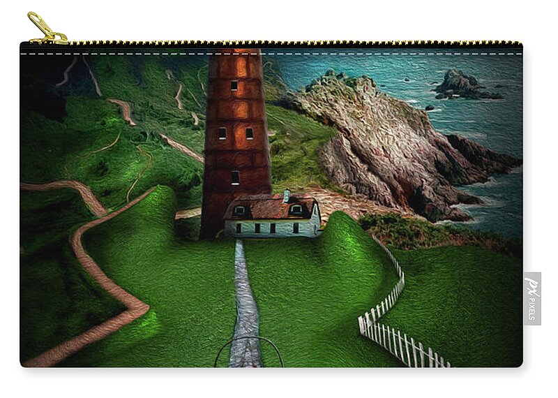 Lighthouse Zip Pouch featuring the digital art The sound of silence by Alessandro Della Pietra