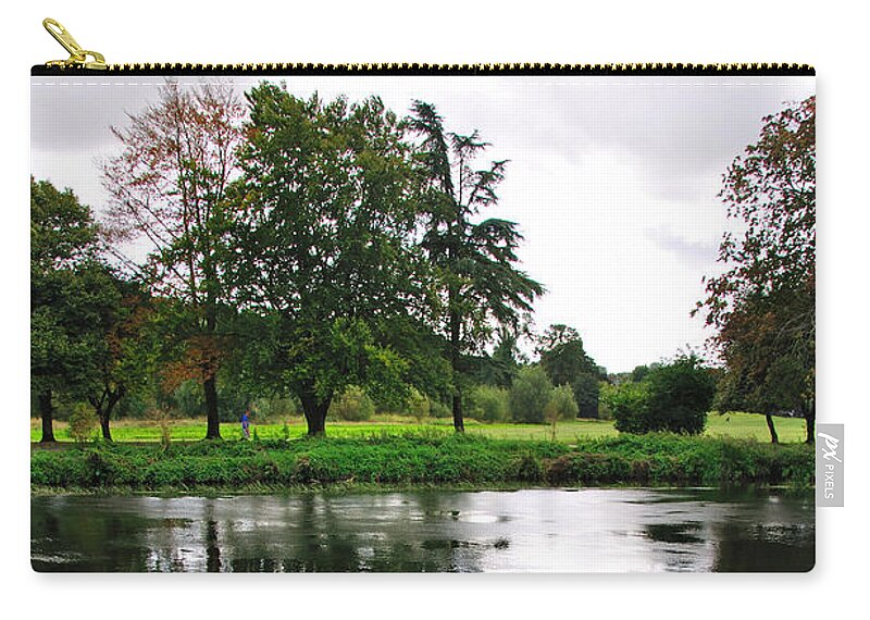 Burton On Trent Zip Pouch featuring the photograph The Wind-swept River Trent - Stapenhill by Rod Johnson