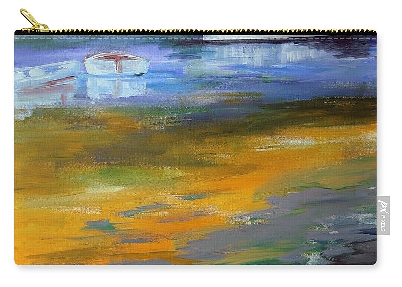 Boats Zip Pouch featuring the painting Three in a row by Julie Lueders 