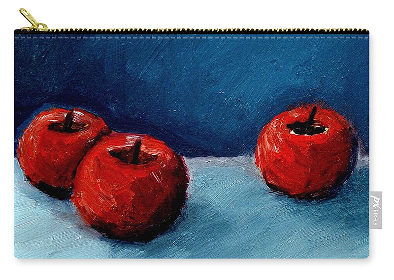 Apple Zip Pouch featuring the painting Three Red Apples by Michelle Calkins