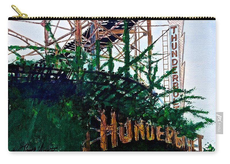 Coney Island Zip Pouch featuring the painting Thunderbolt Ruins by Frank SantAgata