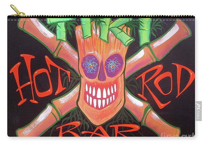 Tiki Bar Zip Pouch featuring the painting Tiki Hot Rod Bar by Alan Johnson