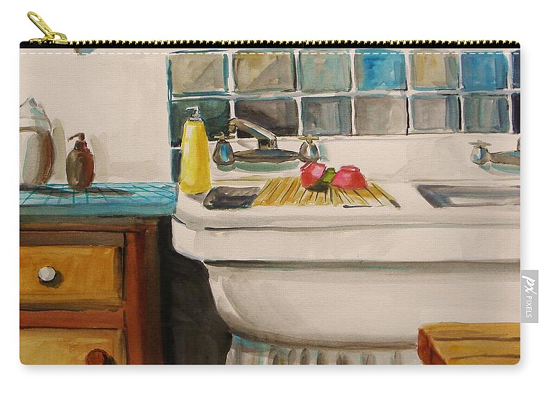 Still Life Zip Pouch featuring the painting Tile and Porcelein by John Williams