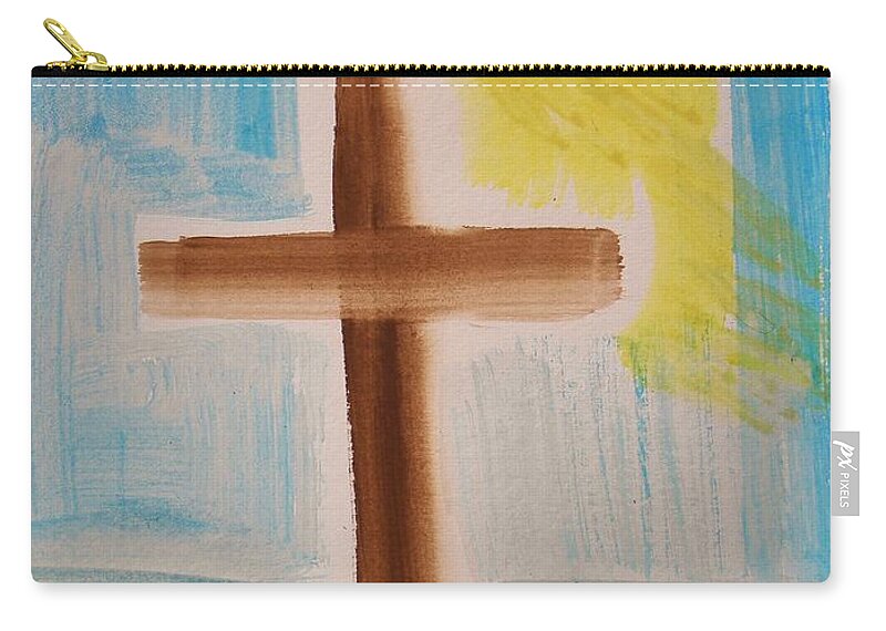 Jesus Zip Pouch featuring the drawing Tim Tebow's Cross-Easter Monday by Mary Carol Williams