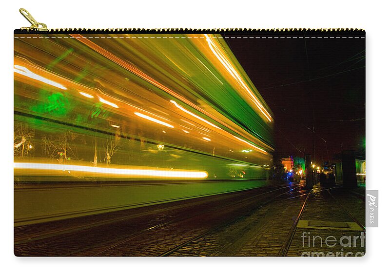 Yhun Suarez Zip Pouch featuring the photograph Tram Light Trail 4.0 by Yhun Suarez