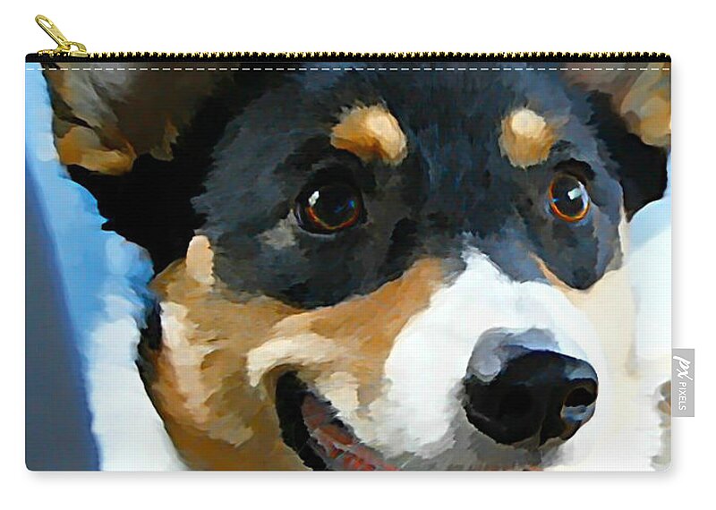 Art Zip Pouch featuring the photograph Tri-Color Welsh Pembroke Corgi Dog by Peggy Franz