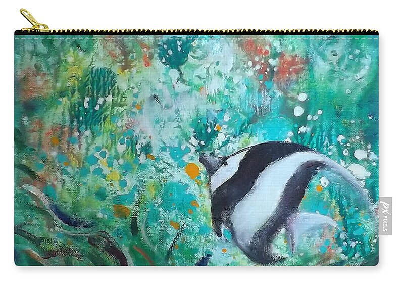 Angel Fish Zip Pouch featuring the painting Tropical Fish by Gina De Gorna