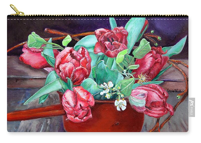 Painting Zip Pouch featuring the painting Tulips by Portraits By NC