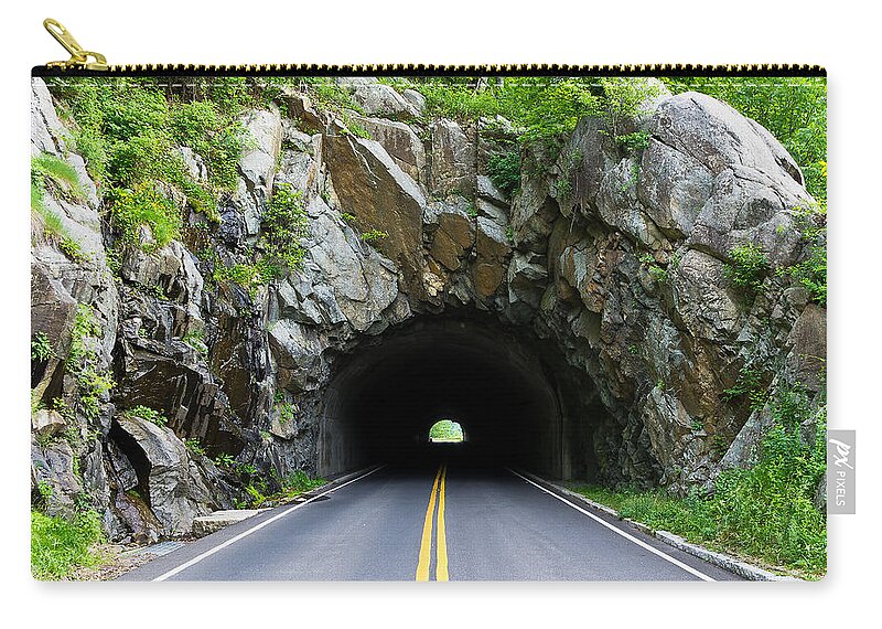 Skyline Drive Zip Pouch featuring the photograph Tunnel on a Lonely Road by Lori Coleman