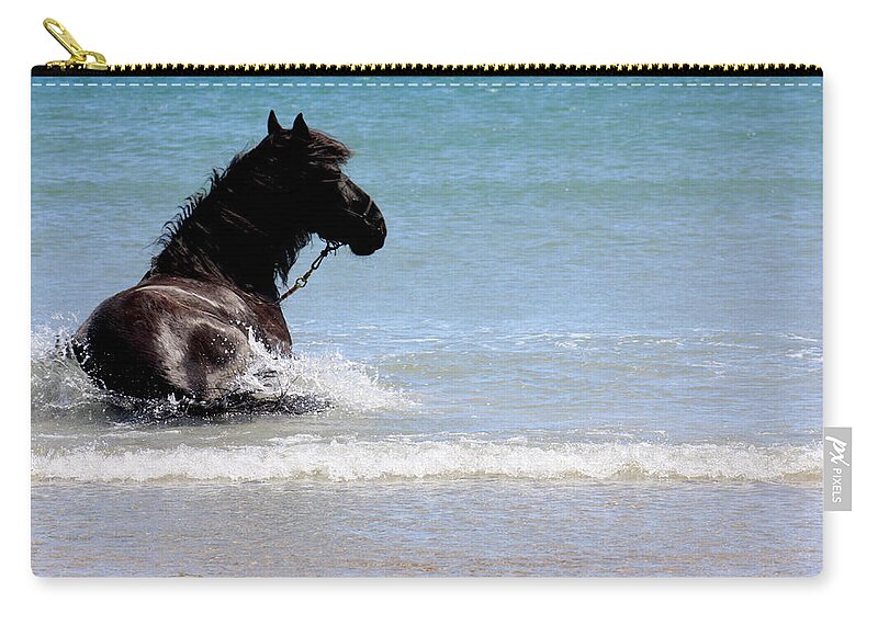 Friesian Horse Zip Pouch featuring the photograph Two Loves Of Mine by Kim Galluzzo