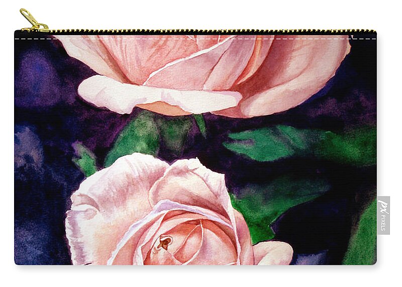 Rose Carry-all Pouch featuring the painting Two Roses by Christopher Shellhammer