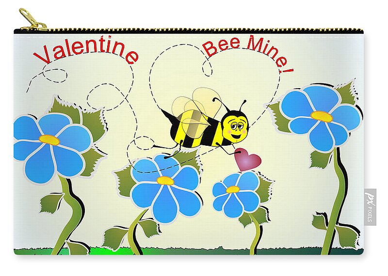 Valentines Zip Pouch featuring the digital art Valentine Bee Mine by Susan Kinney