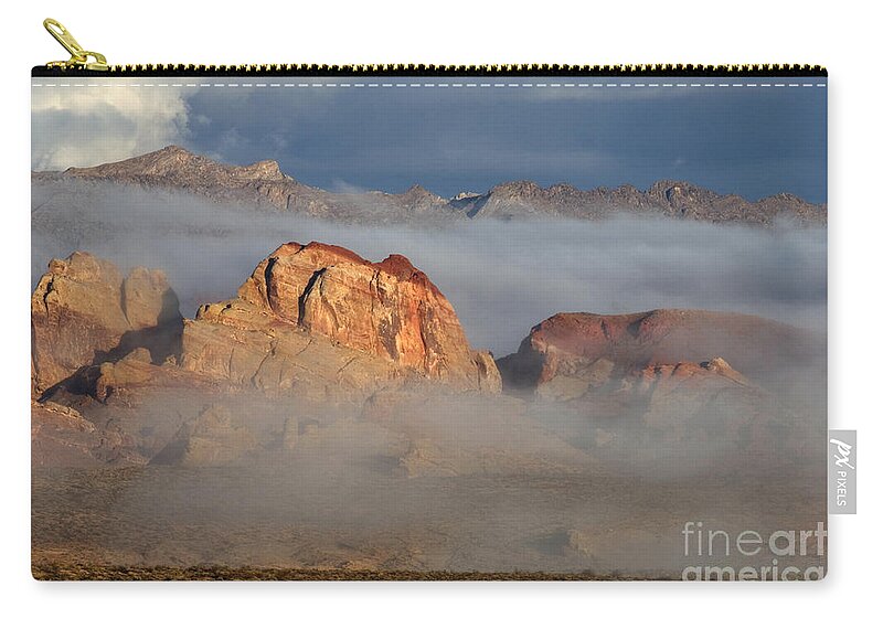 Valley Of Fire Zip Pouch featuring the photograph Valley Of Fire Mist by Bob Christopher