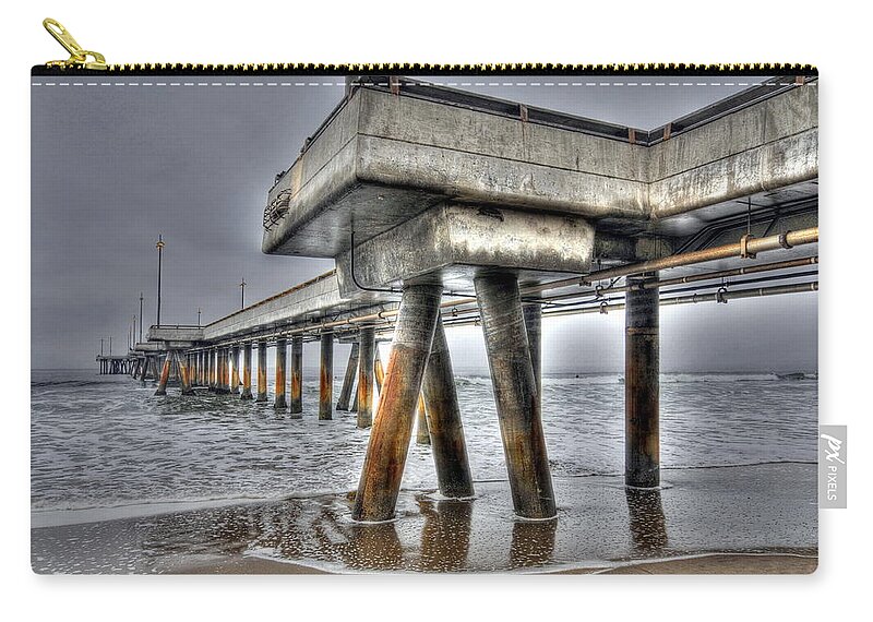 Venice Beach Pier Zip Pouch featuring the photograph Venice Pier Industrial 2 by Richard Omura